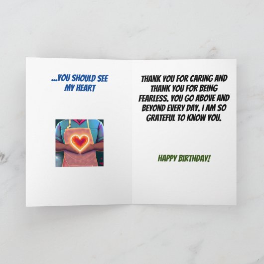 ハンズフル男性用小使カストディー誕生日 カード (内部)