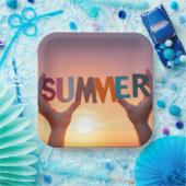 ハンズホールディングサマー文字 ペーパープレート (パーティー)