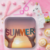 ハンズホールディングサマー文字 ペーパープレート (パーティー)