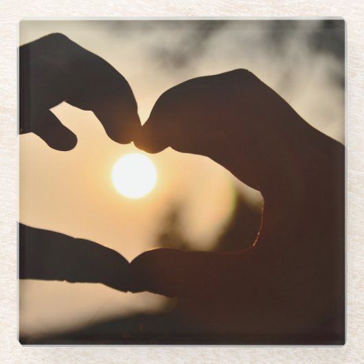 ハンズメイキングハートサンセット – Coaster ガラスコースター (正面)