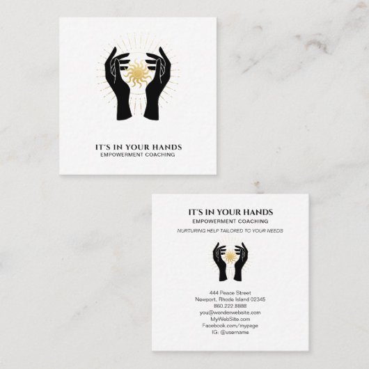 *~*ハンズ太陽光黒金ゴールド宇宙エネルギー スクエア名刺 (正面/裏面)