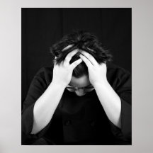 ハンズ16x20の白黒の青年ヘッド