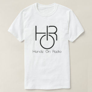 ハンズ·オン·ラジオ男子黒ロゴT型文字 Tシャツ