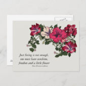 ハンズC Andersenの引用文のピンクのペチュニア ポストカード (正面/裏面)