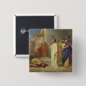 ハンセン病患者1864年を直しているイエス・キリスト 缶バッジ (正面&裏面)