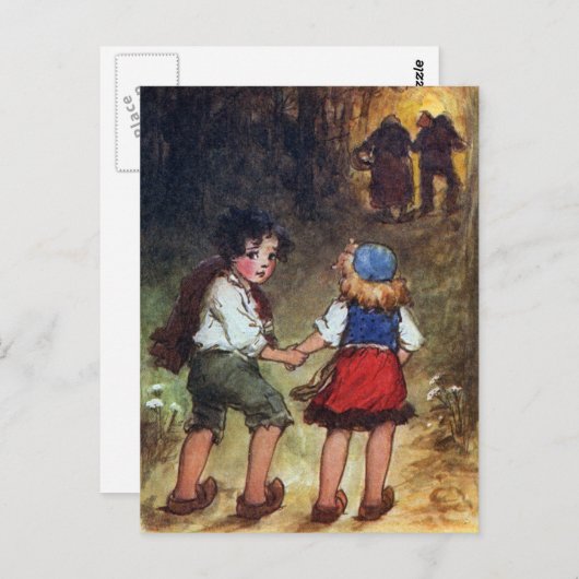 ハンゼルとグレテルが森に向かう ポストカード (正面/裏面)