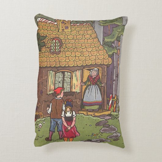 ハンゼルとグレテル、ヴィンテージ童話byハウマン アクセントクッション (裏面(縦))