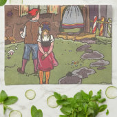 ハンゼルとグレテル、ヴィンテージ童話byハウマン キッチンタオル (折り畳み)