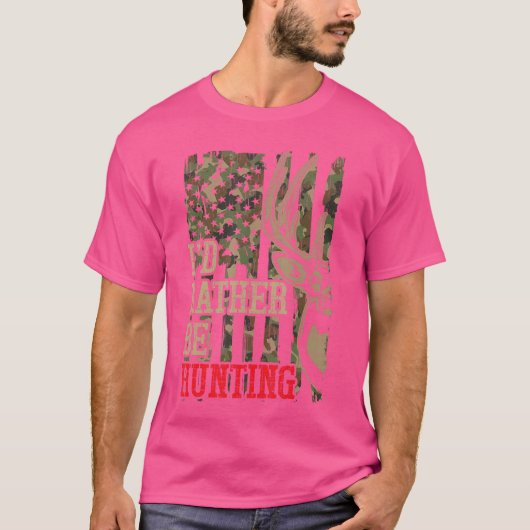 ハンターおもしろデザイン ユース メンズTシャツ 狩猟 鹿 カモフラージュ Tシャツ (正面)
