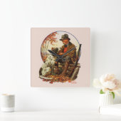 ハンターおよびスパニエル犬 スクエア壁時計 (ホーム)