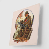 ハンターおよびスパニエル犬 スクエア壁時計 (傾斜)