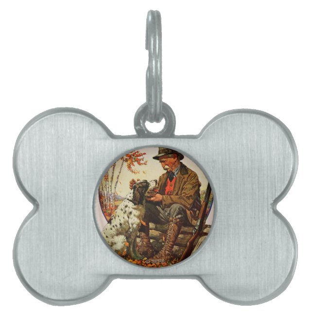 ハンターおよびスパニエル犬 ペットネームタグ (正面)