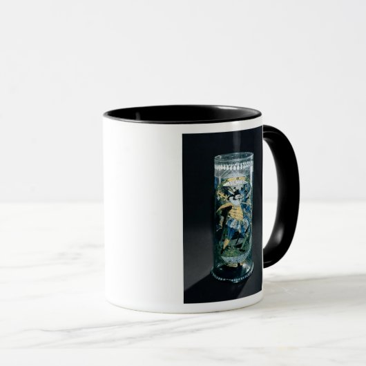 ハンターおよび女性のエナメルを塗られた装飾 マグカップ (正面右)