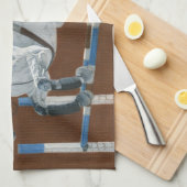 ハンターかジャンパーは灰色の馬の台所タオルをまだらにします キッチンタオル (四つ折り)