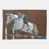 ハンターかジャンパーは灰色の馬の台所タオルをまだらにします キッチンタオル (横)