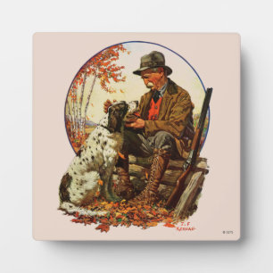ハンターとスパニエル犬 フォトプラーク