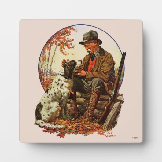 ハンターとスパニエル犬 フォトプラーク (正面)