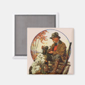 ハンターとスパニエル犬 マグネット (正面/裏面)