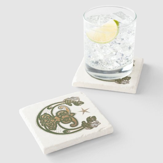 ハンターと金ゴールドケルト ストーンコースター (横)