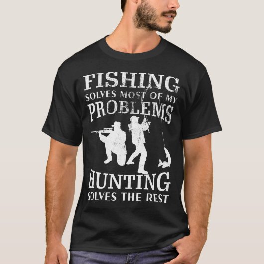 ハンターと釣り師のための面白い釣り狩猟ギフト Tシャツ (正面)