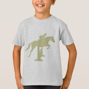 ハンターのジャンパーの馬及びライダー(セージグリーン)のギフト Tシャツ