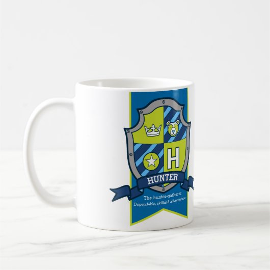 ハンターの名前H ヘラルドリー 緑 青 名前 意味 コーヒーマグカップ (左)