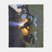 ハンターの夕食のフレデリック・レミントン素朴 フリースブランケット (正面)