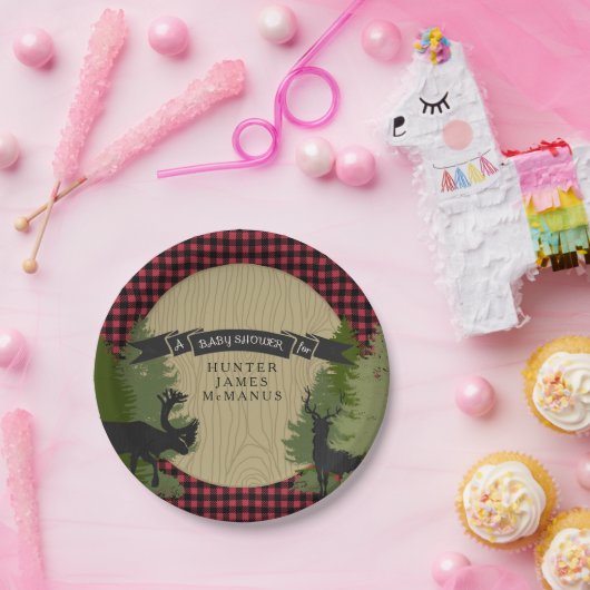 ハンターの樵の森林森林男の赤ちゃんのシャワー ペーパープレート (パーティー)