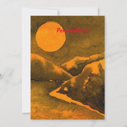 ハンターまたは収穫の月のある田舎の夜の湖 招待状 (正面)