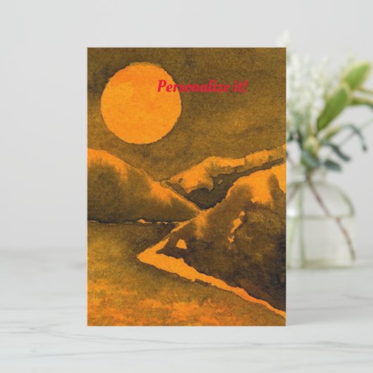 ハンターまたは収穫の月のある田舎の夜の湖 招待状 (スタンド正面)