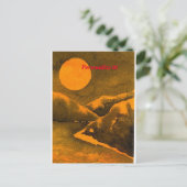 ハンターや収穫月のある夜の田舎湖 ポストカード (スタンド正面)