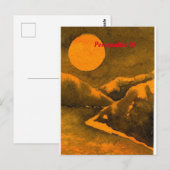 ハンターや収穫月のある夜の田舎湖 ポストカード (正面/裏面)