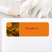 ハンターや収穫月のある夜の田舎湖 ラベル (インサイチュ)