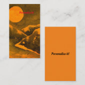 ハンターや収穫月のある夜の田舎湖 名刺 (正面/裏面)