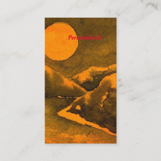 ハンターや収穫月のある夜の田舎湖 名刺 (正面)