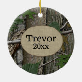 ハンターウッドランド迷彩柄狩り写真 セラミックオーナメント (裏面)