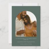 ハンターエレガントグリーンフォトウェディング日付を保存 セーブザデート (裏面)