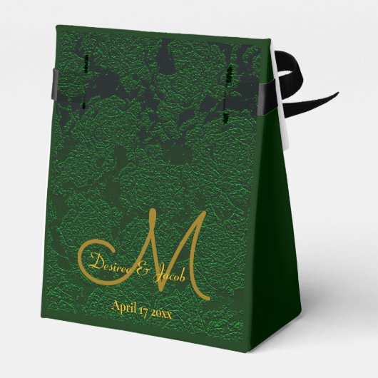 ハンターエレガントグリーン金ゴールド結婚ズモノグラム フェイバーボックス (裏面サイド)