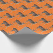 ハンターオレンジの大きな金 ラッピングペーパー (角)