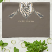 ハンターカスタムネームディアトロフィーライフル狩りクラブ キッチンタオル (折り畳み)