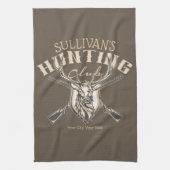 ハンターカスタムネームディアトロフィーライフル狩りクラブ キッチンタオル (縦)