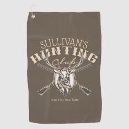 ハンターカスタムネームディアトロフィーライフル狩りクラブ ゴルフタオル