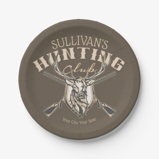 ハンターカスタムネームディアトロフィーライフル狩りクラブ ペーパープレート (正面)