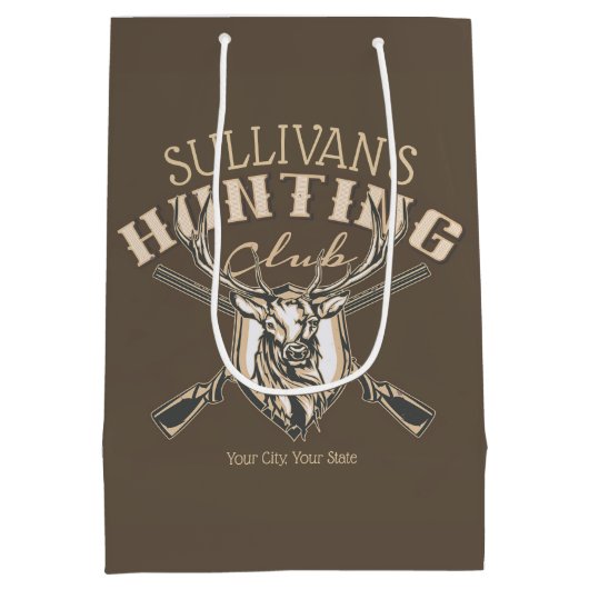 ハンターカスタムネームディアトロフィーライフル狩りクラブ ミディアムペーパーバッグ (裏面)