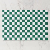 ハンターグリーンとホワイトの市松模様に紙ランチョンマット ペーパーパッド (正面)