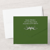 ハンターグリーンとホワイトトリフォールドw Rsvp オールインワン招待状 (裏面)