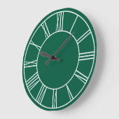 ハンターグリーンとホワイトリングや輪ローマ数字 ラージ壁時計 (傾斜)