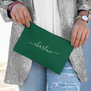 ハンターグリーンとホワエレガントイト アクセサリーポーチ