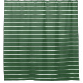 ハンターグリーンと白の薄い横線ストライプの シャワーカーテン (正面)