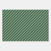 ハンターグリーンと白の薄い横線ストライプの ラッピングペーパーシート (正面3)
